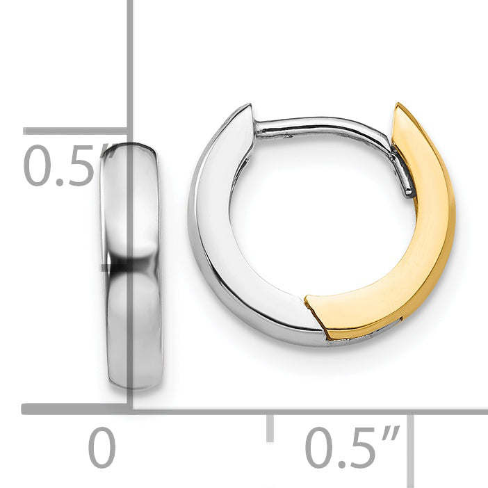 14k Two-tone 2.5mm Round Hinged Hoop Earrings TL155