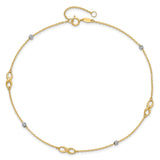 14K Two-Tone Diamond-cut Beads and Infinity 10 inch Plus 1 inch Extender - Total 11 inch Anklet ANK301