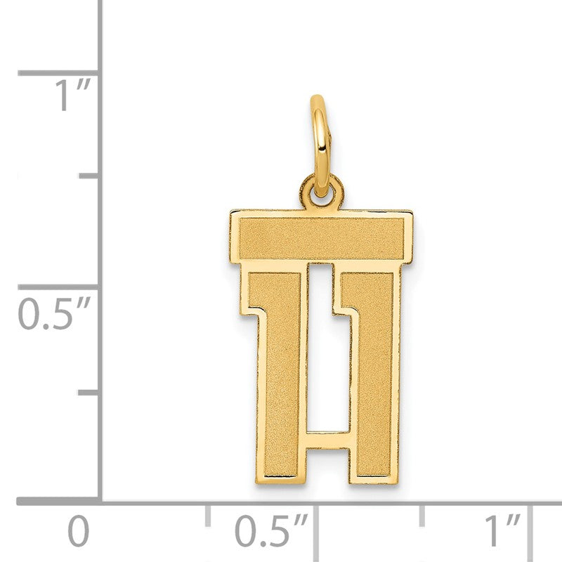 14k Small Satin Number 11 Charm LSS11