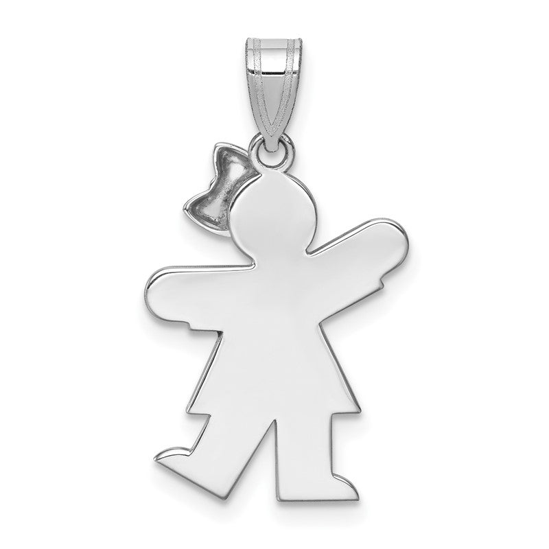 14k White Gold The Kids Small Girl with Bow on Right AA Diamond Kiss Charm XK432AA
