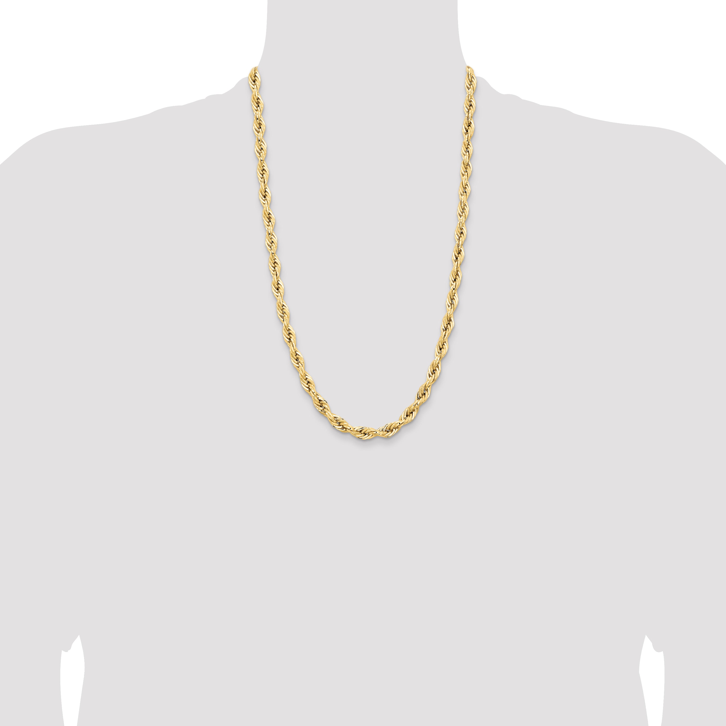 14K 18 inch 7mm Semi Solid Rope with Lobster Clasp Chain BC194