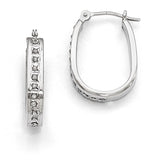 14k White Gold Diamond Fascination Diamond Dust/Accent 3x21mm Oval Hoop Earrings DF131
