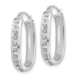 14k White Gold Diamond Fascination Diamond Dust/Accent 3x21mm Oval Hoop Earrings DF131