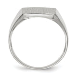 14k White Gold 13.0x13.5mm Open Back Satin Mens Signet Ring RS613
