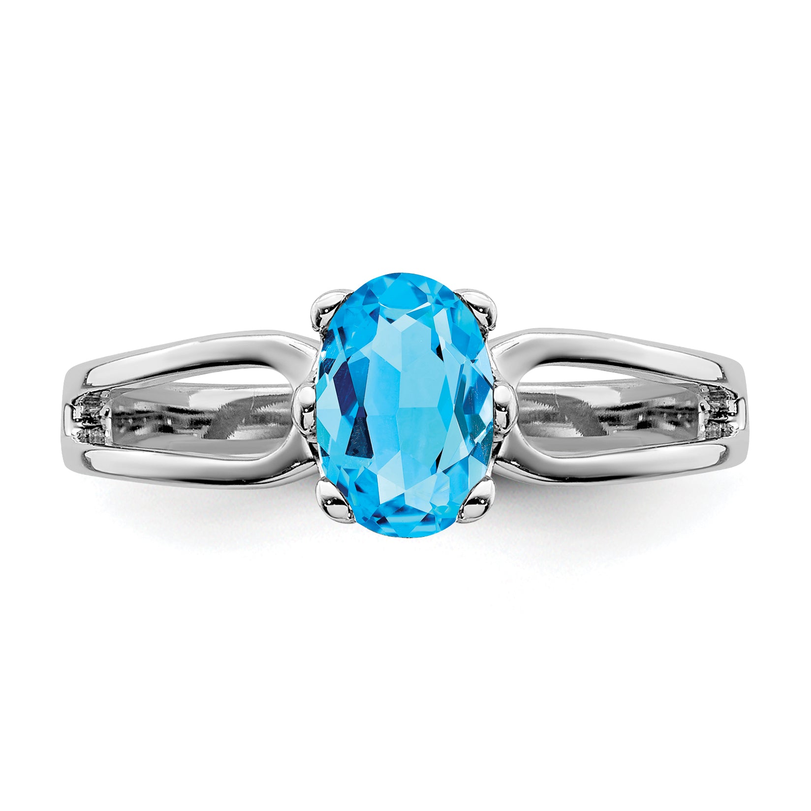 14k White Gold 6x4mm Oval Blue Topaz ring Y4634BT