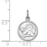 14k White Gold Polished Angel Round Charm D1508