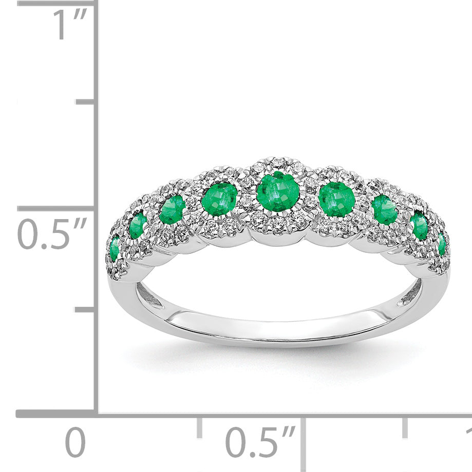 14k White Gold Diamond and Emerald Polished Ring RM5741