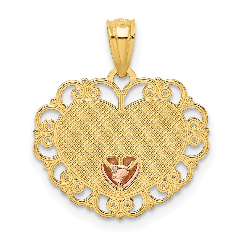 14k Two-tone MOM Heart Pendant K2622