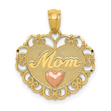 14k Two-tone MOM Heart Pendant K2622