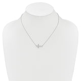 14k White Gold 1/6 carat Diamond Sideways Cross 18 inch Necklace PM4695