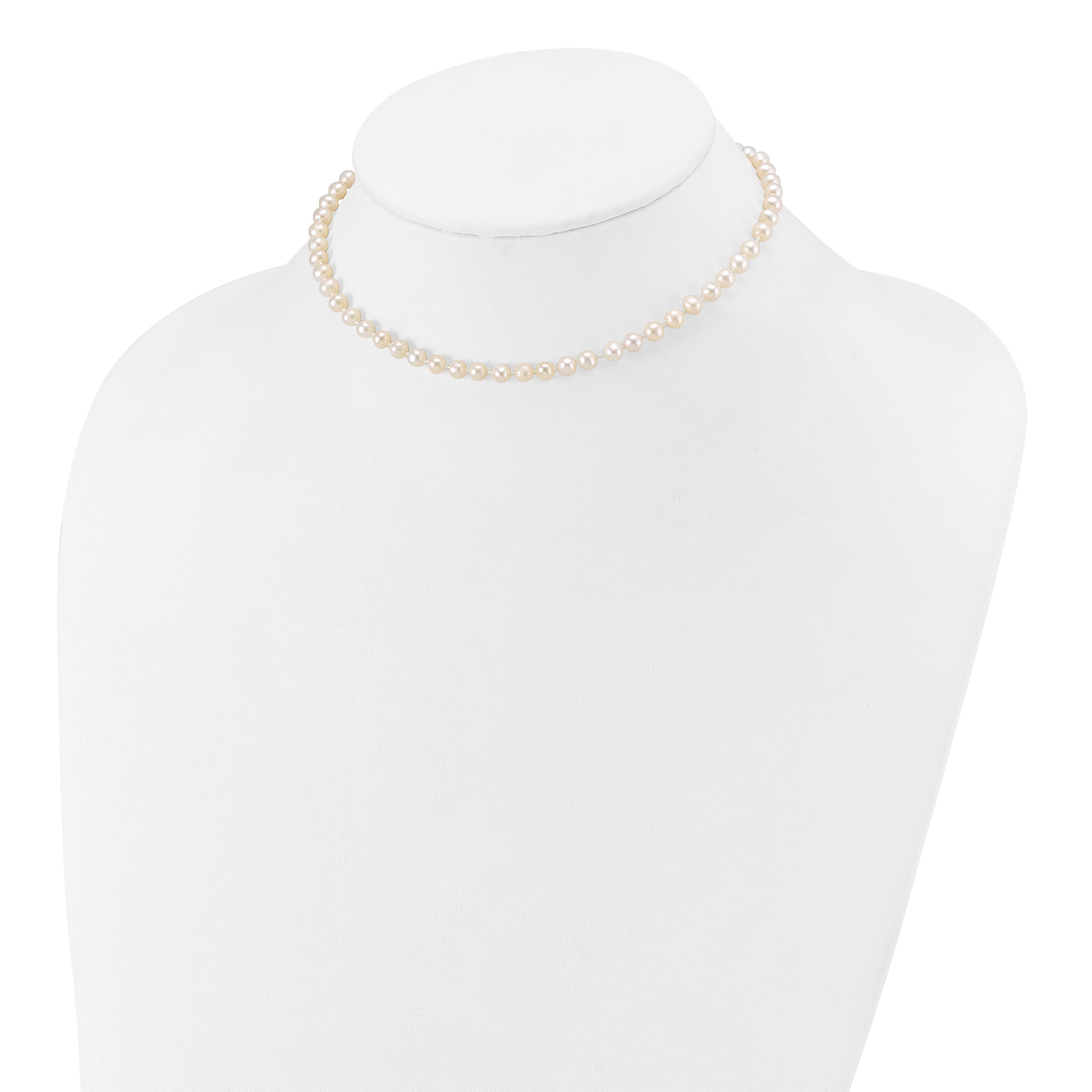 14k 4-5mm White Semi-Round Freshwater Cultured Pearl 12 inch Necklace XF451