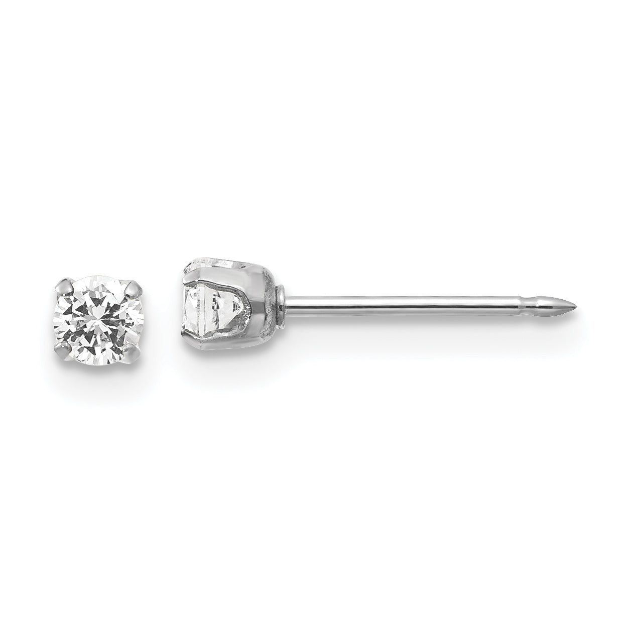 Inverness 14k White Gold 3mm CZ Post Piercing Earrings 129E