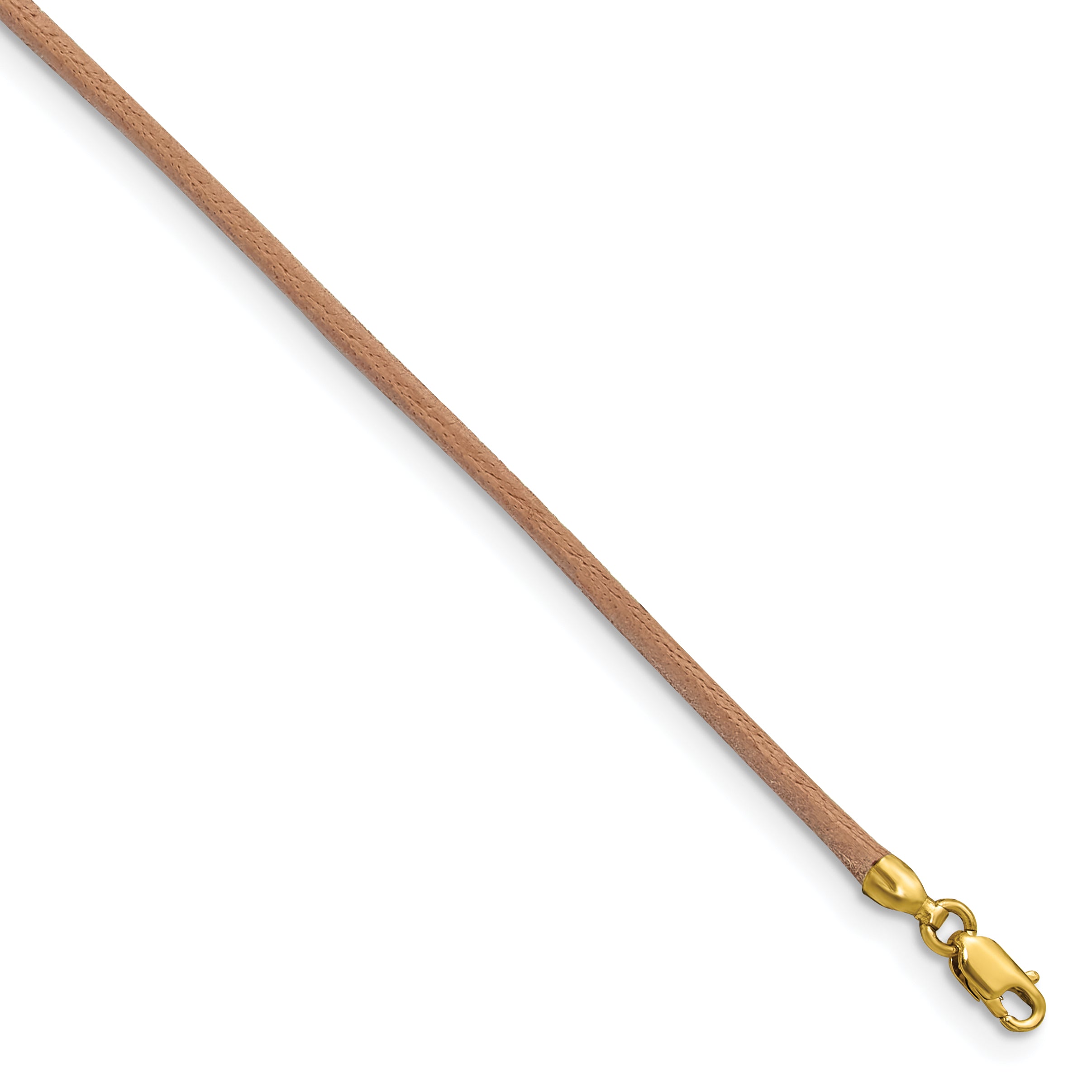 14k Yellow Clasp 2mm 16 inch Natural Leather Cord Necklace XG263