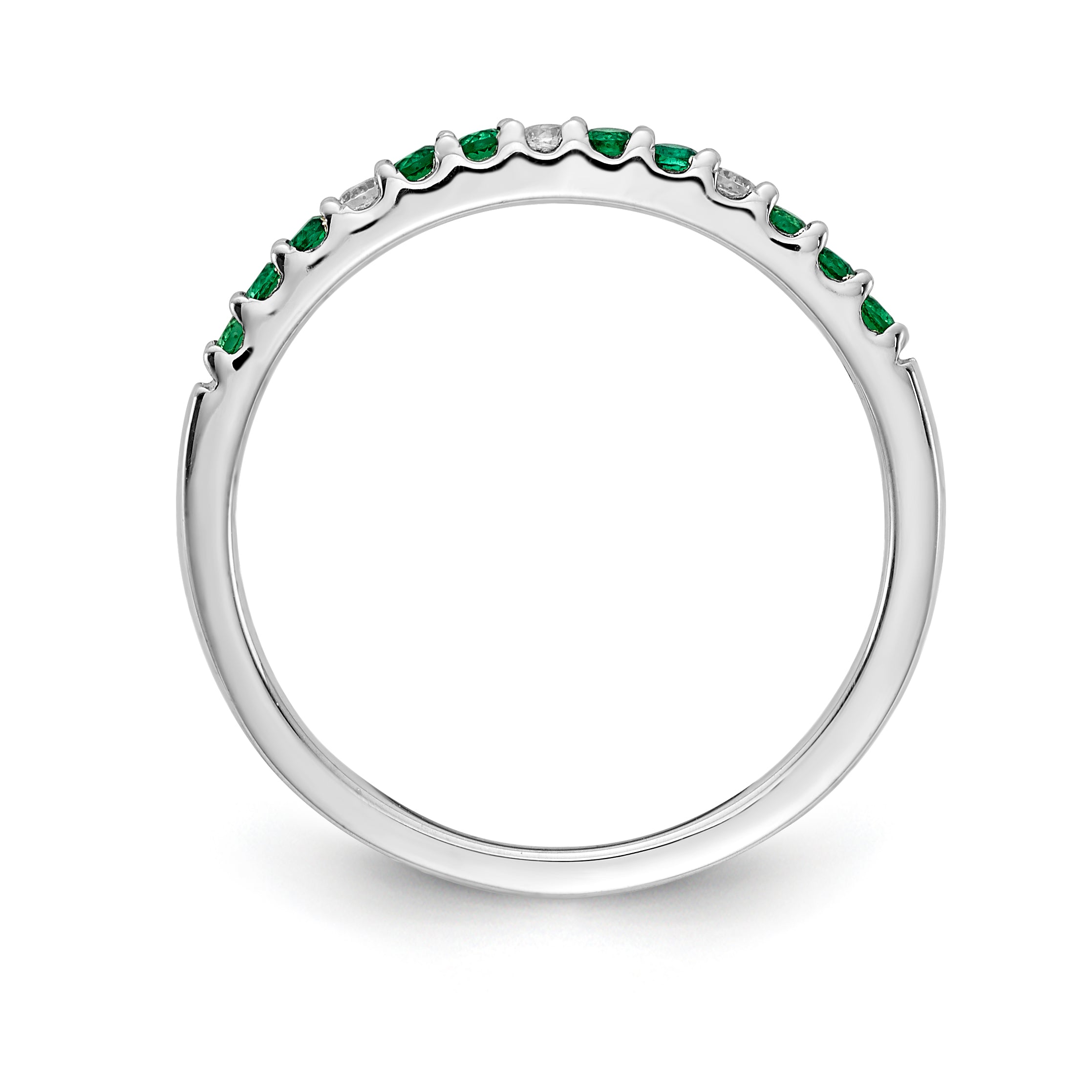 14k White Gold Diamond and Emerald Band RM5737