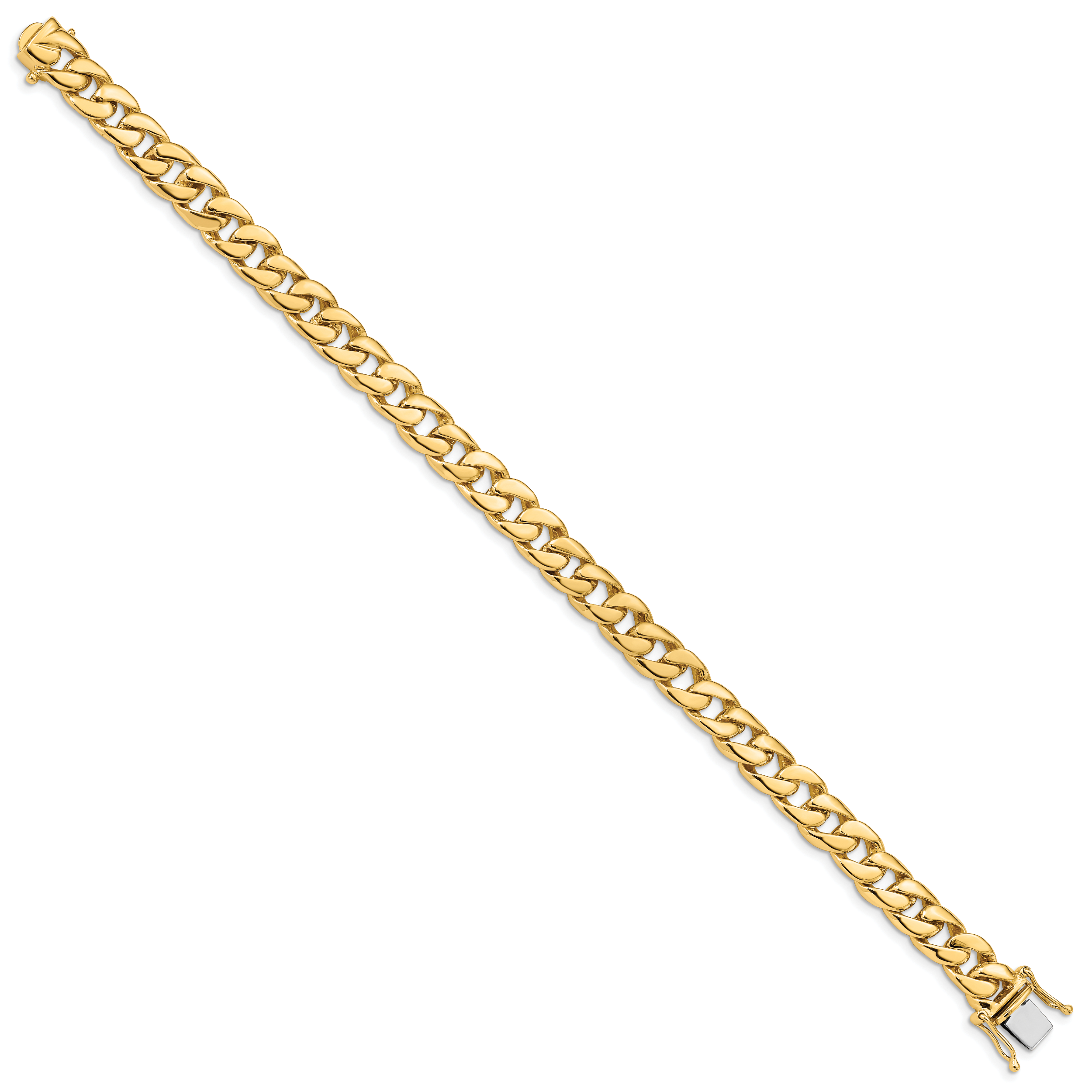 14K 8 inch 8mm Hand Polished Curb Link with Box Catch Clasp Bracelet FL445