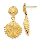 14K Scallop Shell Dangle Post Earrings K4456