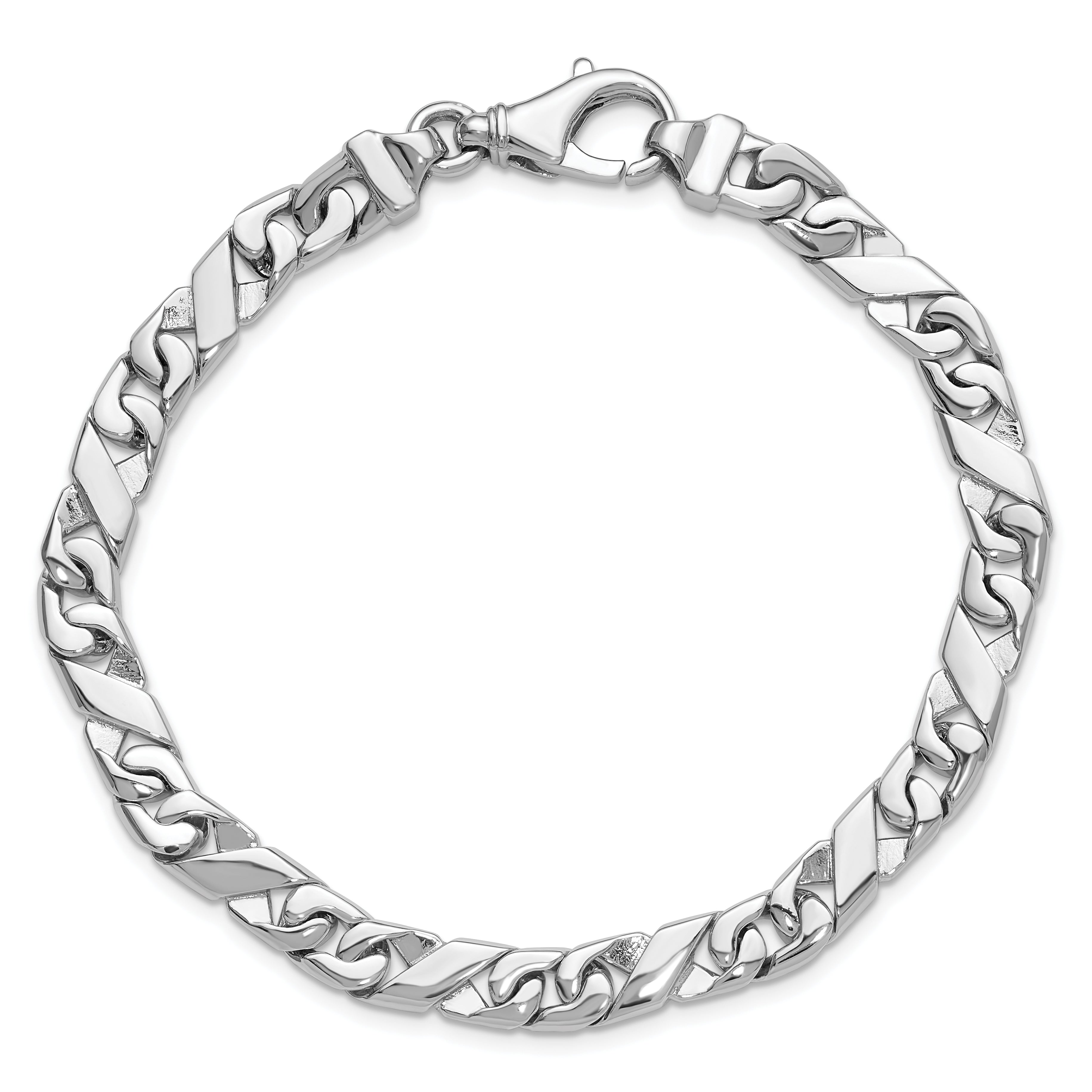 14K White Gold 18 inch 6.7mm Hand Polished Fancy Link with Fancy Lobster Clasp Chain WLK165