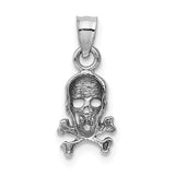 14K White Gold Skull and Crossbones Pendant K5392