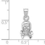 14K White Gold Skull and Crossbones Pendant K5392