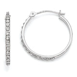 14k White Gold Diamond Fascination Diamond Dust/Accent 2x20mm Round Hoop Earrings DF241