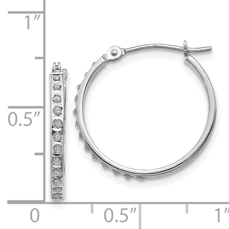 14k White Gold Diamond Fascination Diamond Dust/Accent 2x20mm Round Hoop Earrings DF241