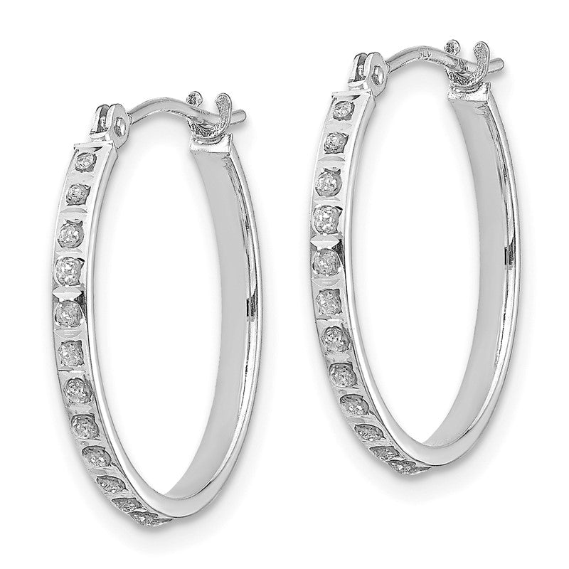 14k White Gold Diamond Fascination Diamond Dust/Accent 2x20mm Round Hoop Earrings DF241