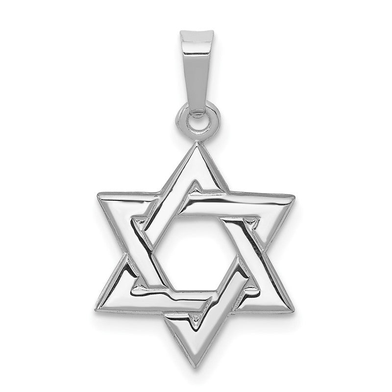 14K White Gold Polished Star of David Pendant D4549
