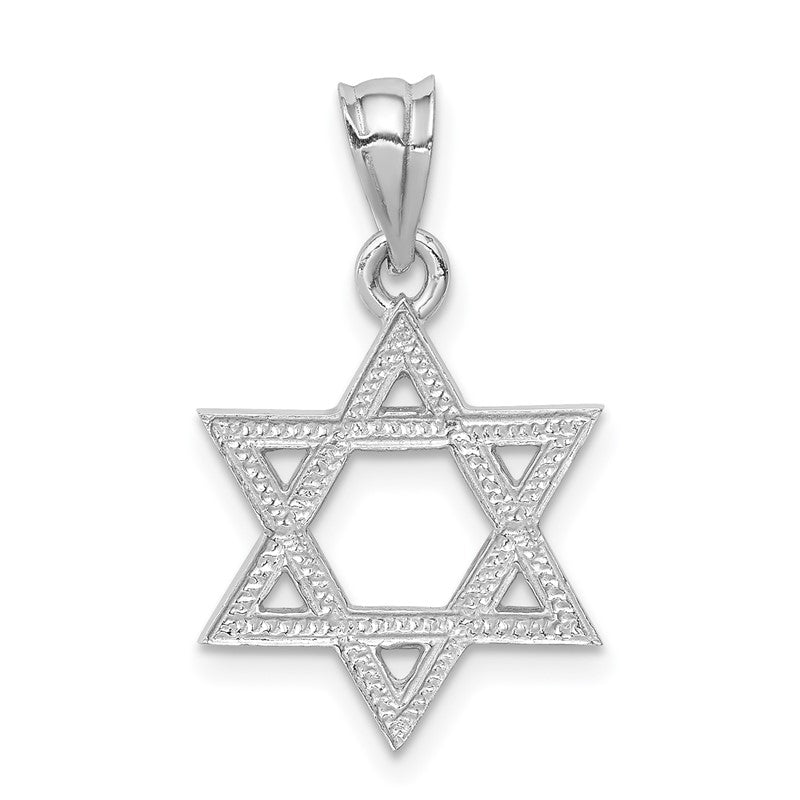 14K White Gold Polished Star of David Pendant D4549