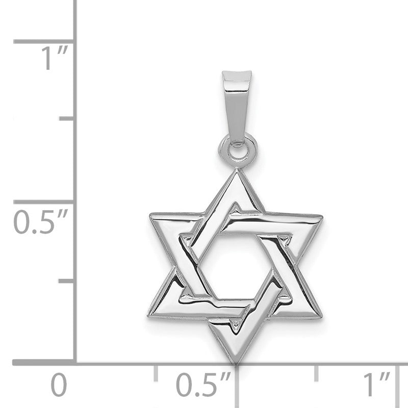14K White Gold Polished Star of David Pendant D4549