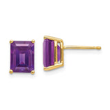 14k 8x6mm Emerald-Cut Amethyst Post Earrings XE67AM