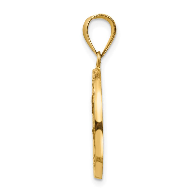 14k Polished and Satin Hollow Saint Peter Medal Round Pendant XR1380
