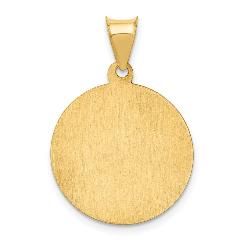 14k Polished and Satin Hollow Saint Peter Medal Round Pendant XR1380