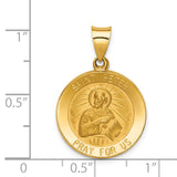 14k Polished and Satin Hollow Saint Peter Medal Round Pendant XR1380