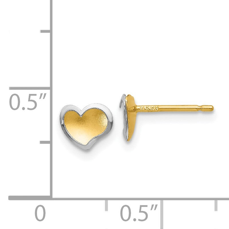 14k Two-tone Polished and Satin Heart Post Earrings YE1733