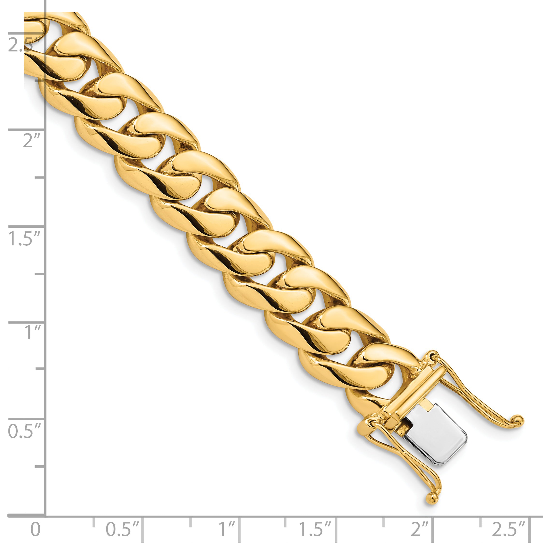 14K 20 inch 10.8mm Hand Polished Rounded Curb Link with Box Catch Clasp Chain LK127