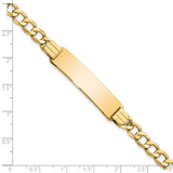 14k Polished Semi-Solid Chain/Solid Plate Curb Link 37.5x10mm Plate 7 inch ID Bracelet DCID142