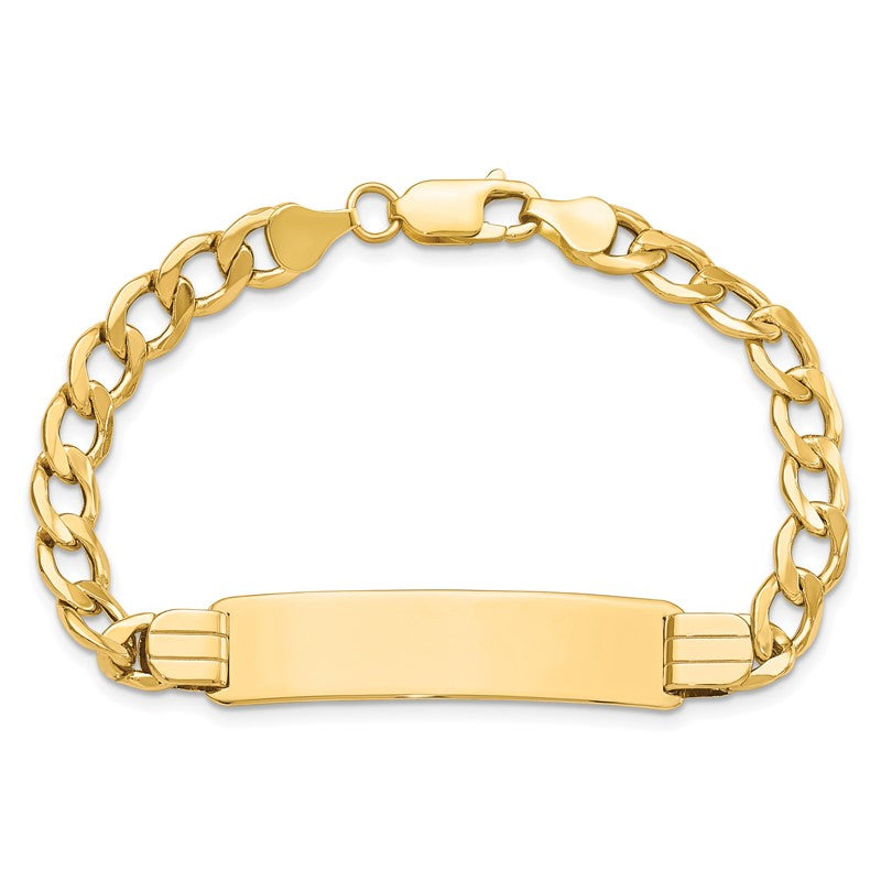 14k Polished Semi-Solid Chain/Solid Plate Curb Link 37.5x10mm Plate 7 inch ID Bracelet DCID142