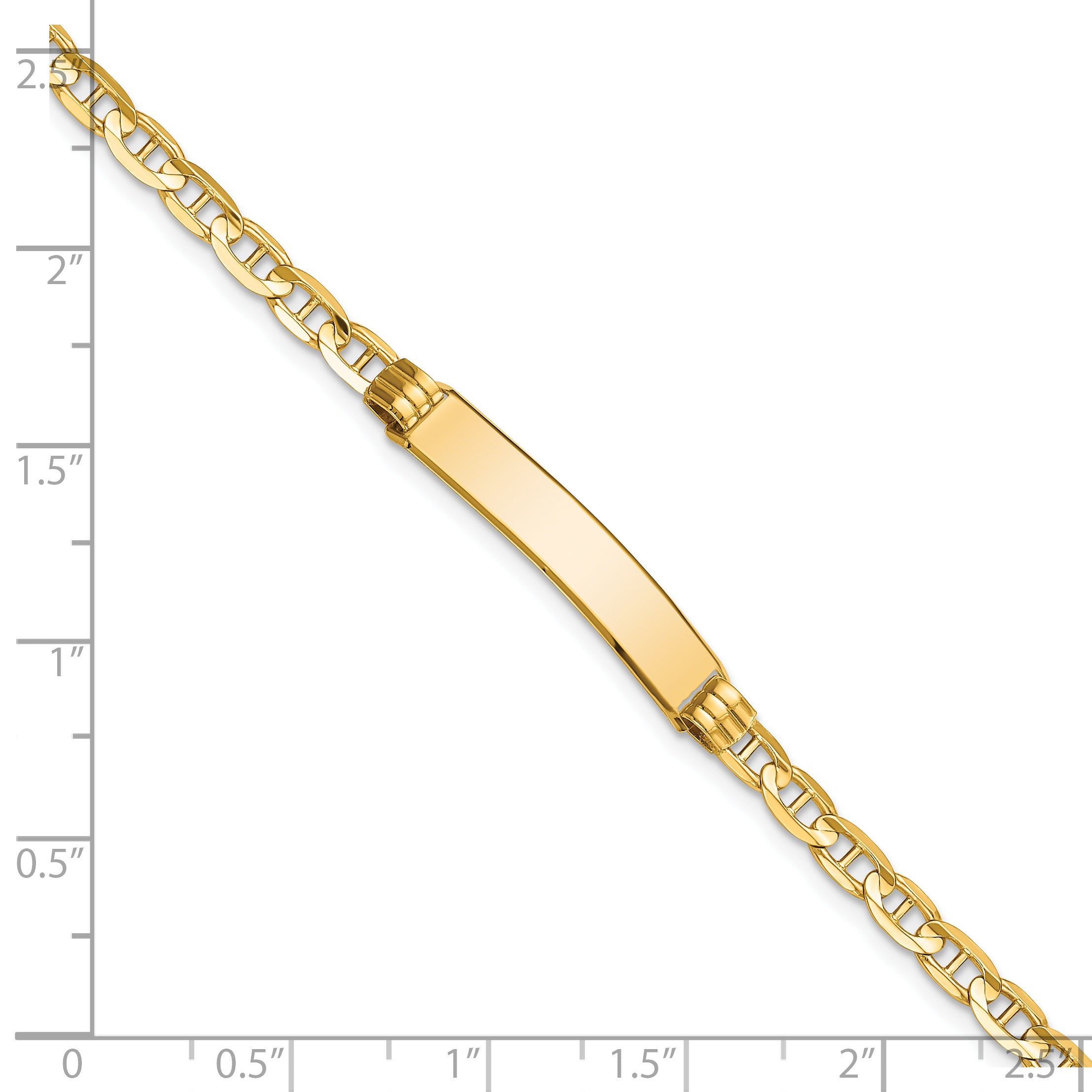 14k Polished Solid Chain/Solid Plate Anchor Link 24.5x4.5mm Plate 7 inch ID Bracelet LID60