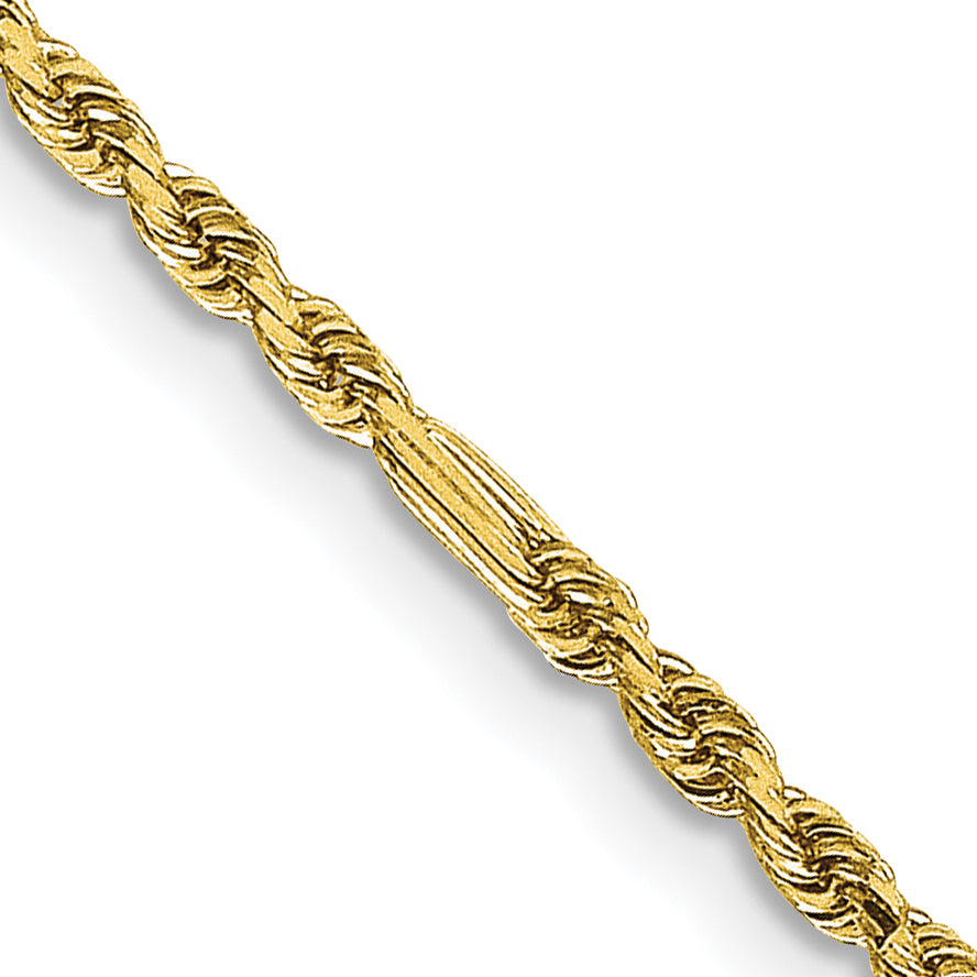 14K 10 inch  1.8mm Diamond-cut Milano Rope with Lobster Clasp Anklet MIL030