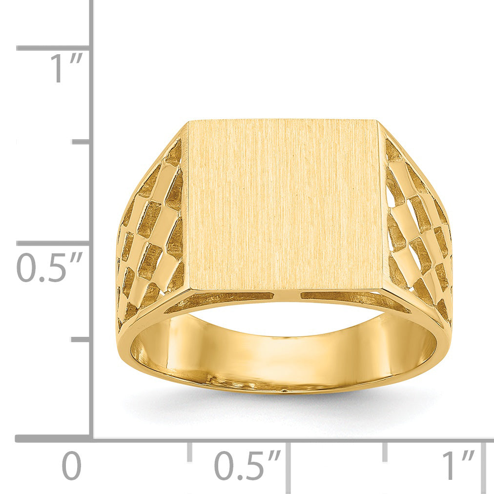 14k 12.5x12.0mm Open Back Mens Signet Ring CH163