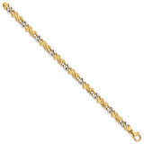 14K Two-tone 18 inch 6mm Hand Polished Fancy Link with Fancy Lobster Clasp Chain LK223
