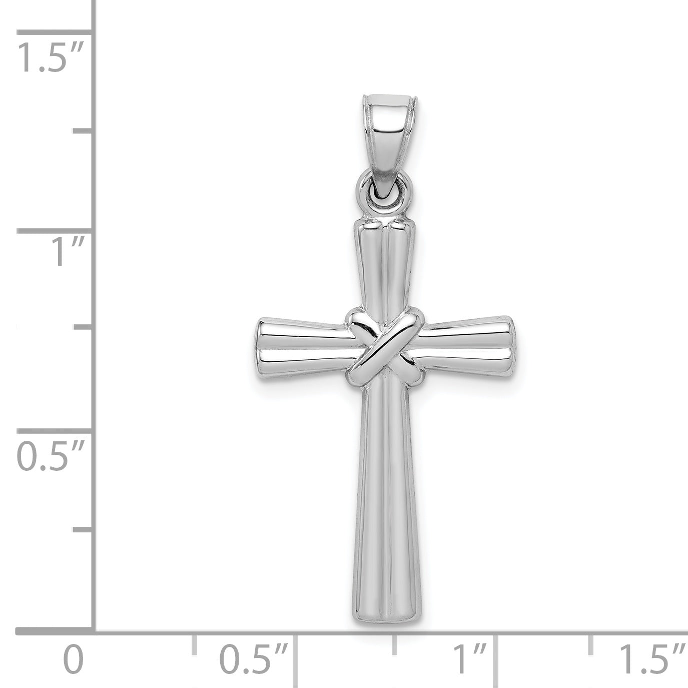 14k White Gold Hollow -X- Center Cross Pendant D3169
