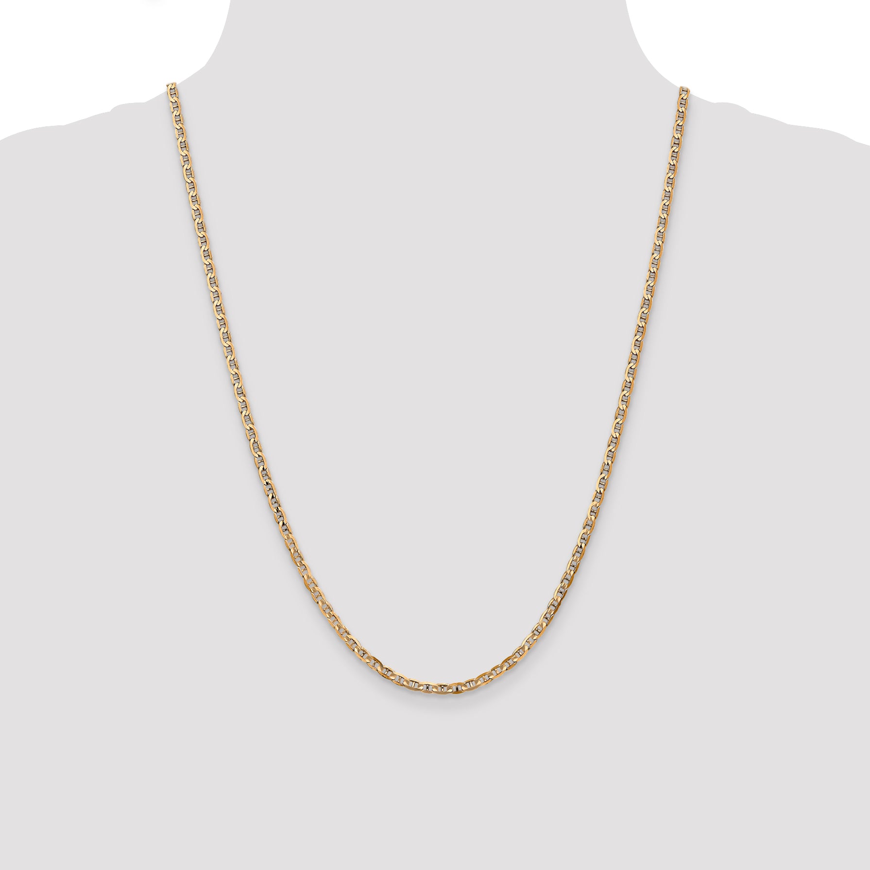 14K 10 inch 3mm Concave Anchor with Lobster Clasp Chain CCA080