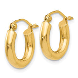 14K 3x14mm Polished Tube Hoop Earrings T940