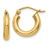 14K 3x14mm Polished Tube Hoop Earrings T940
