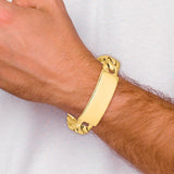 14k Hand-polished Solid Chain/Solid Plate Heavy Curb Link 48x18mm Plate 8.5 inch ID Bracelet LK122ID