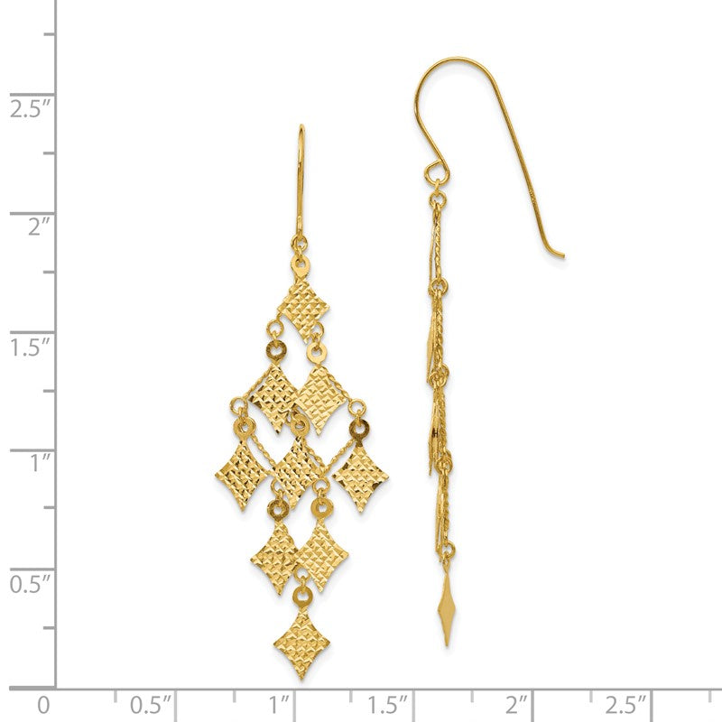14k Diamond-cut Chandelier Dangle French Hook Earrings TL519
