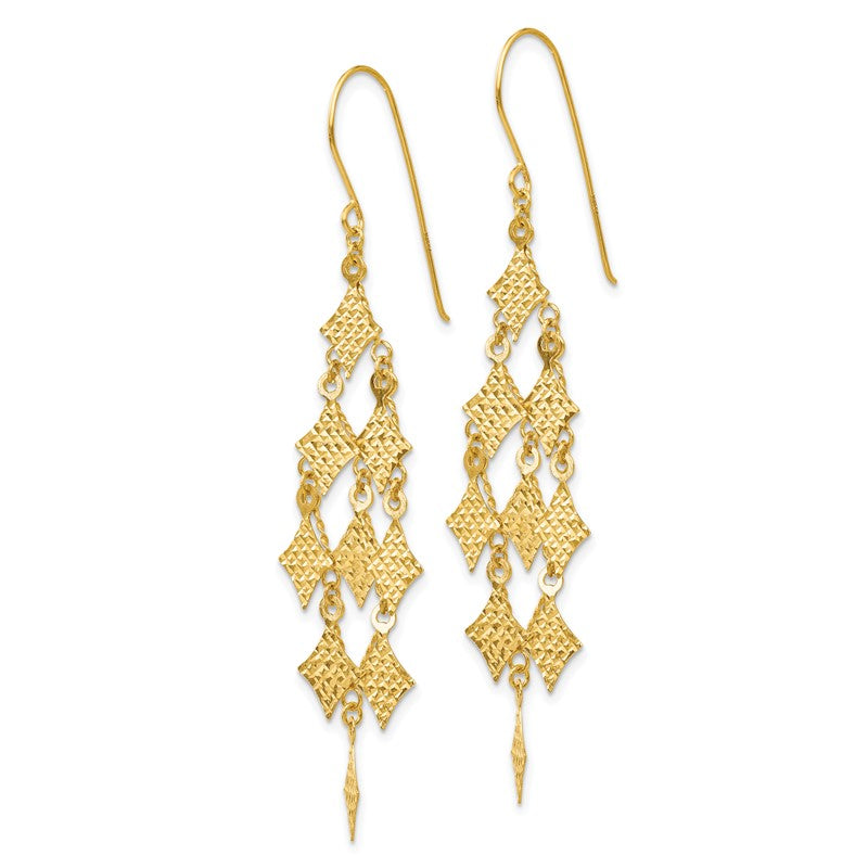 14k Diamond-cut Chandelier Dangle French Hook Earrings TL519