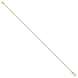 14K Two-tone Chain with Mirror Beads 9 inch Plus 1 inch Extender - Total 10 inch Anklet ANK263