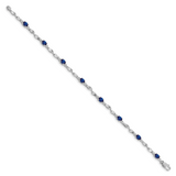 14k White Gold Complete Diamond and Oval Emerald Twisted Link 7 inch Bracelet BM4475
